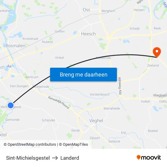 Sint-Michielsgestel to Landerd map