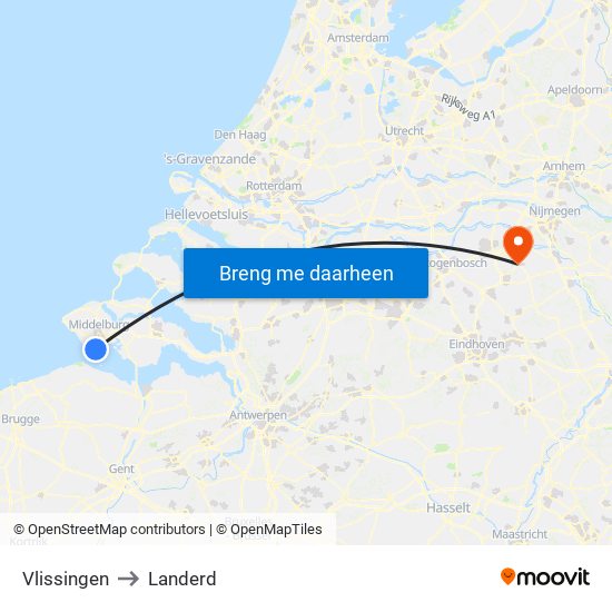 Vlissingen to Landerd map