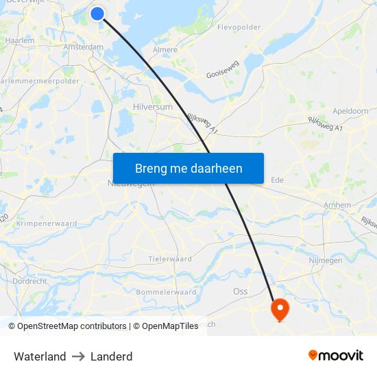 Waterland to Landerd map