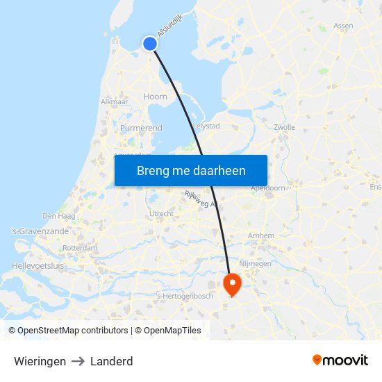 Wieringen to Landerd map