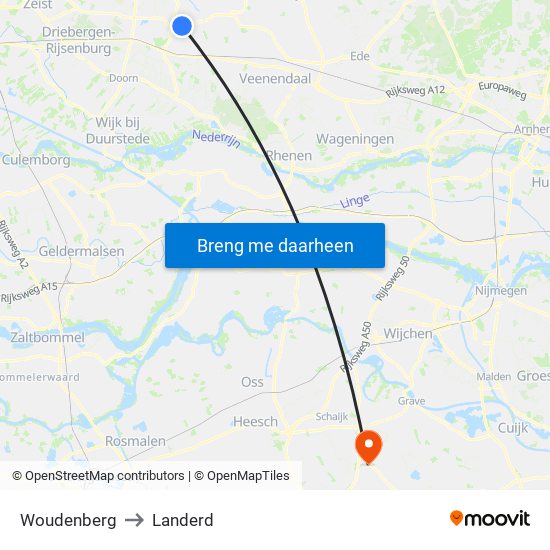 Woudenberg to Landerd map