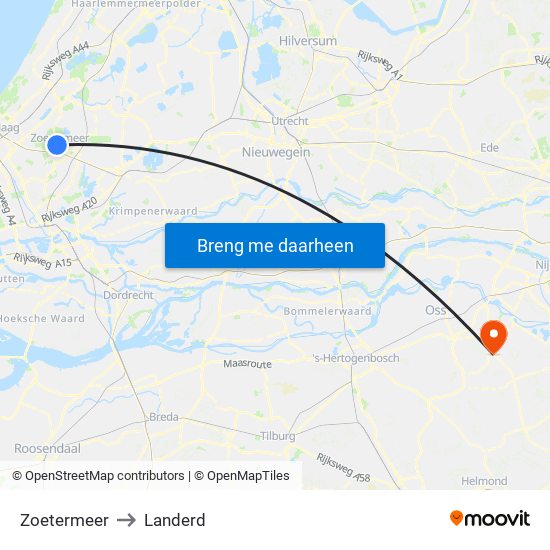 Zoetermeer to Landerd map