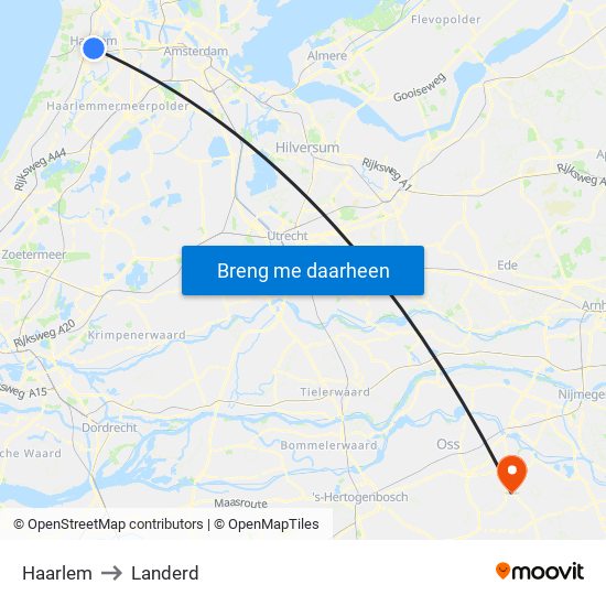 Haarlem to Landerd map