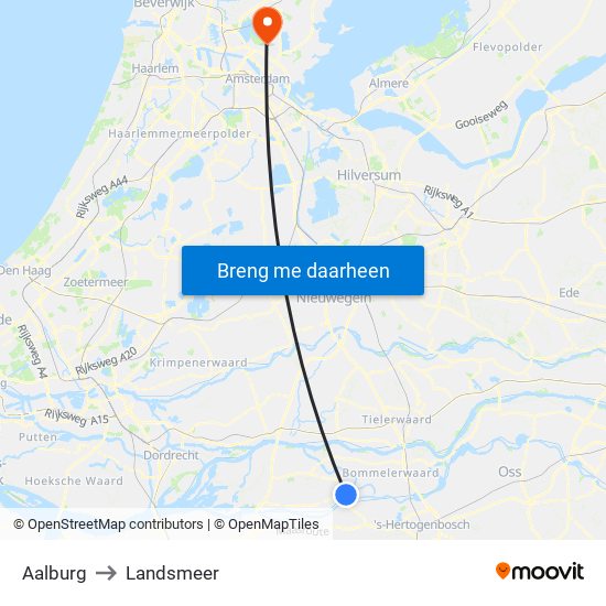 Aalburg to Landsmeer map
