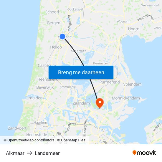 Alkmaar to Landsmeer map