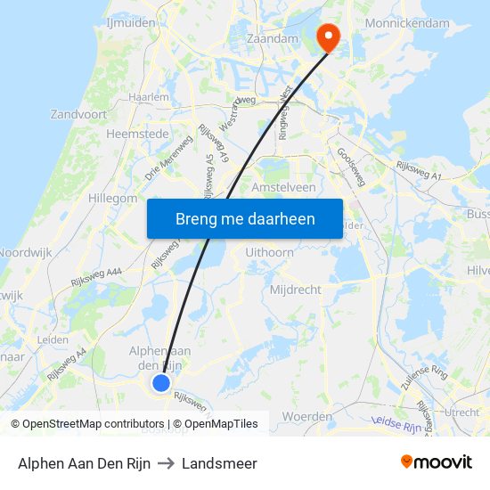 Alphen Aan Den Rijn to Landsmeer map