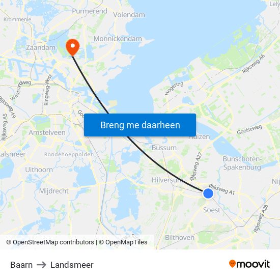 Baarn to Landsmeer map