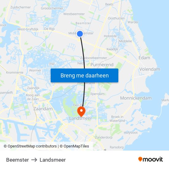 Beemster to Landsmeer map