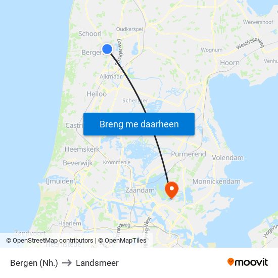 Bergen (Nh.) to Landsmeer map