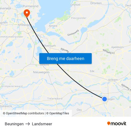 Beuningen to Landsmeer map
