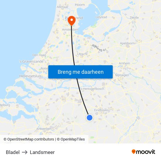 Bladel to Landsmeer map