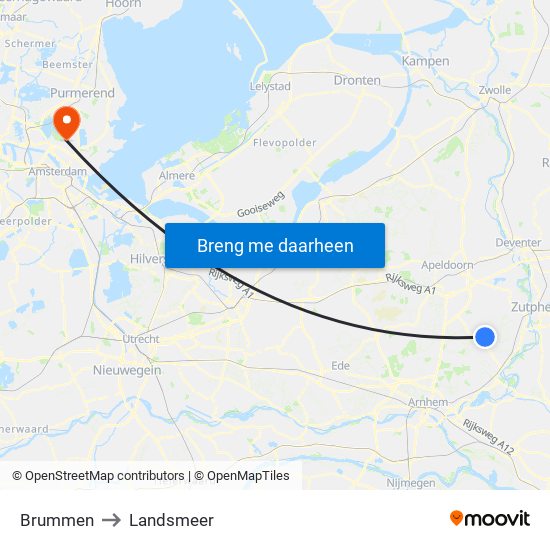 Brummen to Landsmeer map