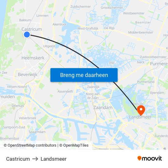 Castricum to Landsmeer map