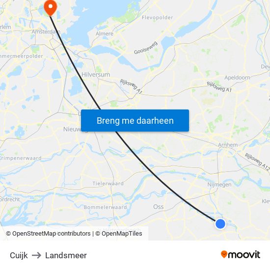 Cuijk to Landsmeer map