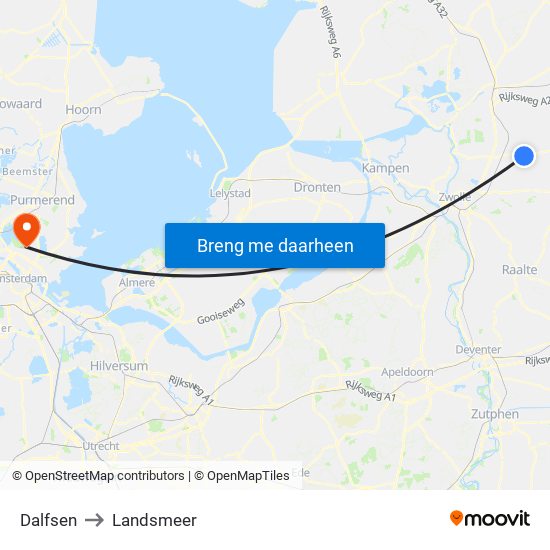 Dalfsen to Landsmeer map