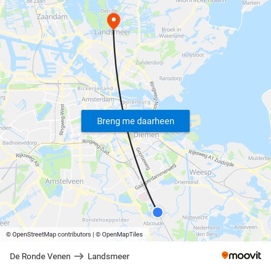 De Ronde Venen to Landsmeer map