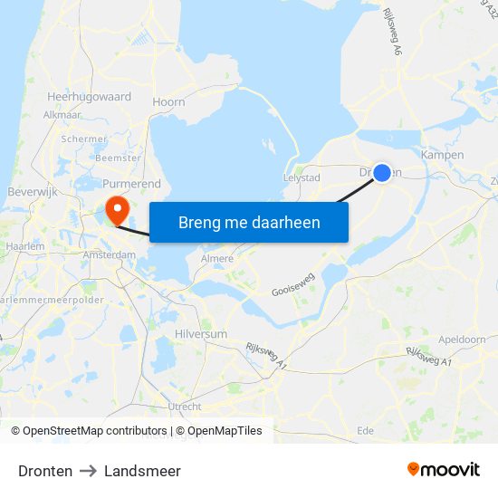 Dronten to Landsmeer map