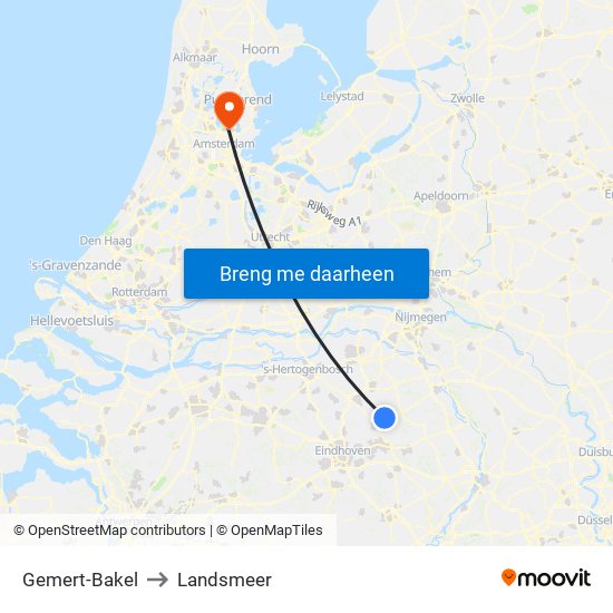 Gemert-Bakel to Landsmeer map