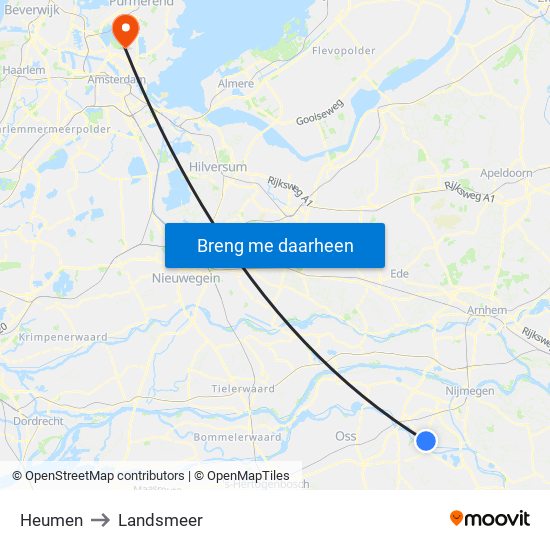 Heumen to Landsmeer map