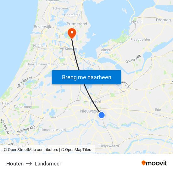 Houten to Landsmeer map