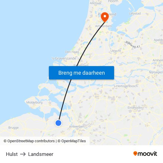 Hulst to Landsmeer map
