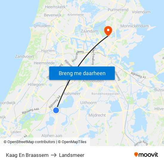 Kaag En Braassem to Landsmeer map