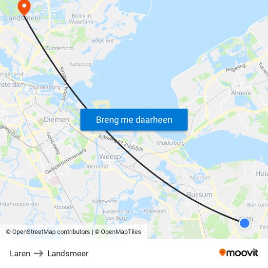 Laren to Landsmeer map