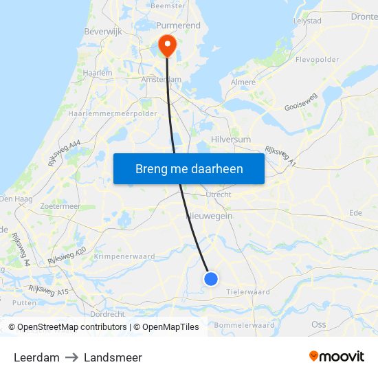 Leerdam to Landsmeer map