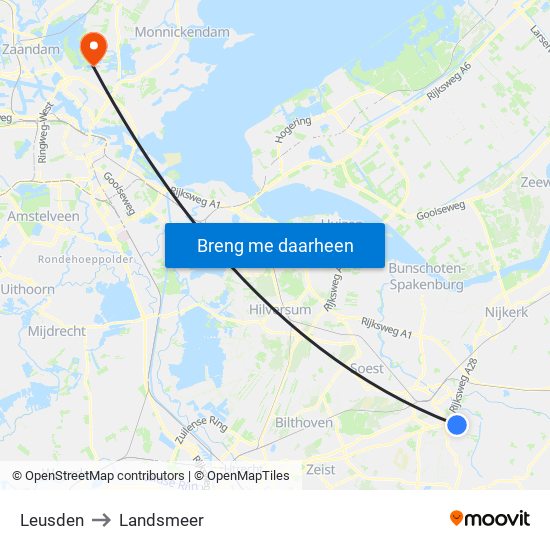 Leusden to Landsmeer map