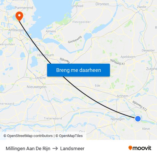 Millingen Aan De Rijn to Landsmeer map