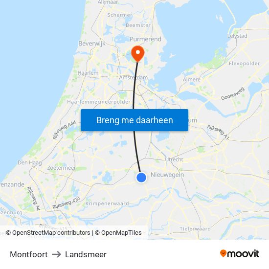 Montfoort to Landsmeer map