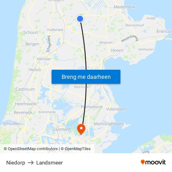 Niedorp to Landsmeer map