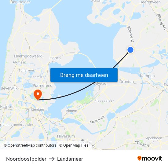 Noordoostpolder to Landsmeer map