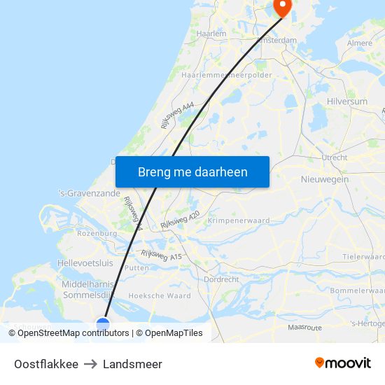 Oostflakkee to Landsmeer map