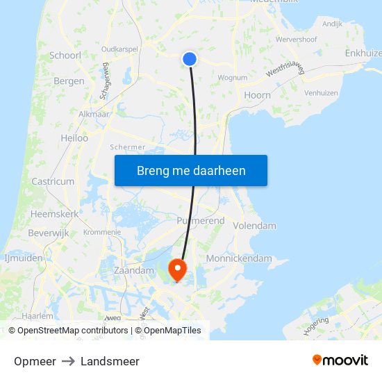 Opmeer to Landsmeer map