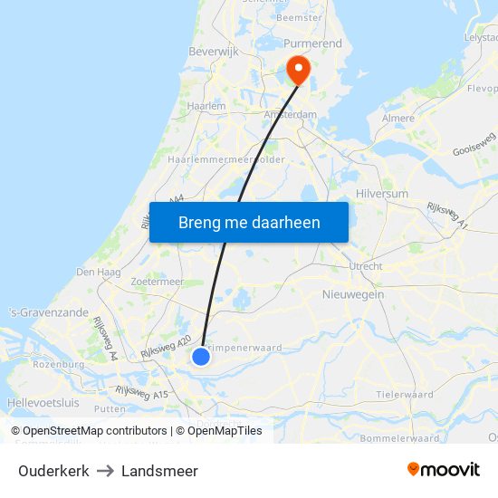 Ouderkerk to Landsmeer map