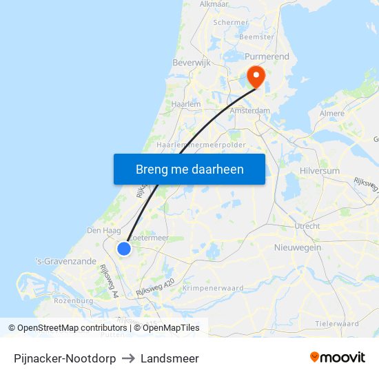 Pijnacker-Nootdorp to Landsmeer map