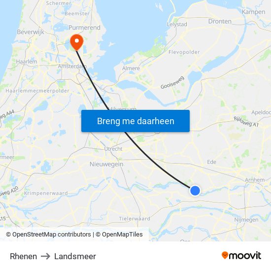Rhenen to Landsmeer map