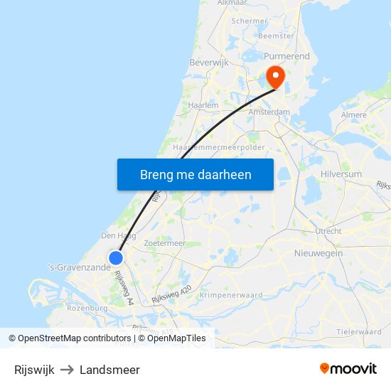 Rijswijk to Landsmeer map