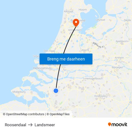 Roosendaal to Landsmeer map