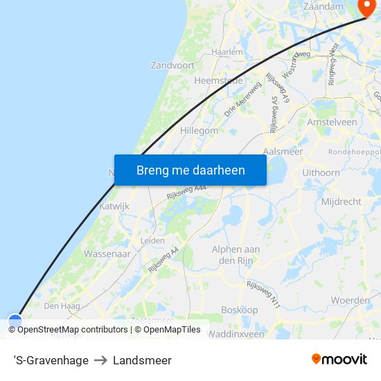 'S-Gravenhage to Landsmeer map