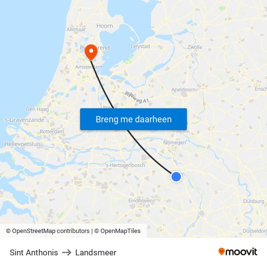 Sint Anthonis to Landsmeer map