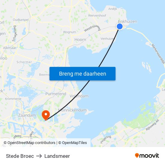 Stede Broec to Landsmeer map