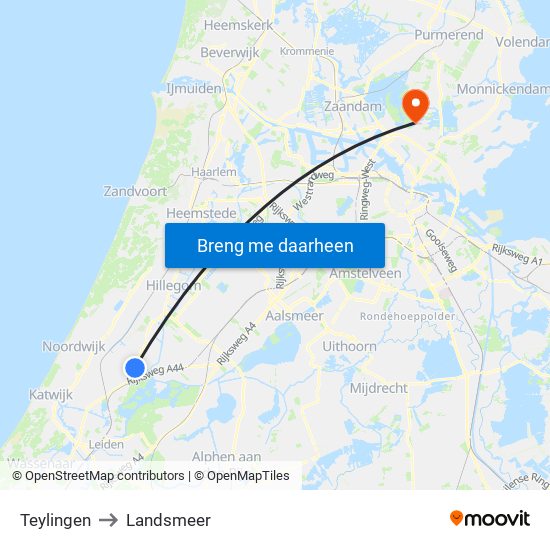 Teylingen to Landsmeer map
