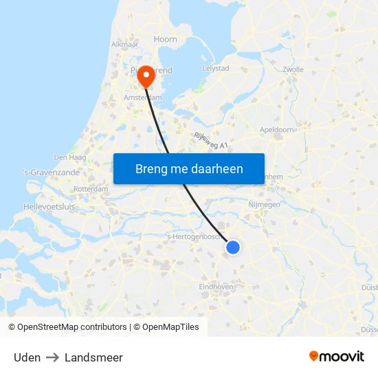 Uden to Landsmeer map