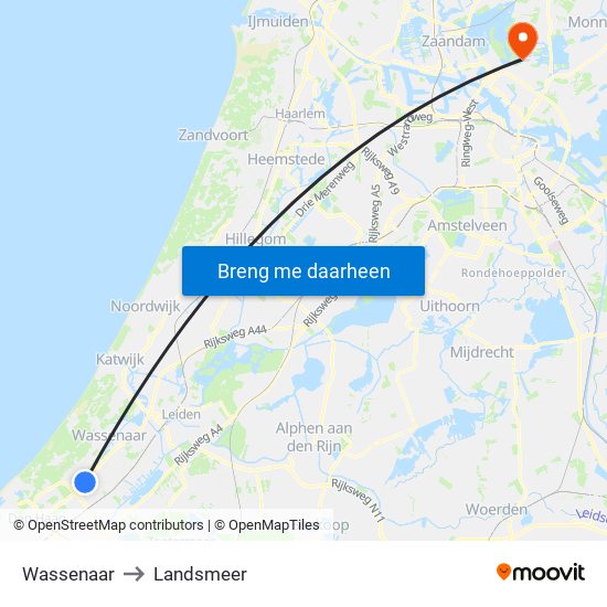 Wassenaar to Landsmeer map