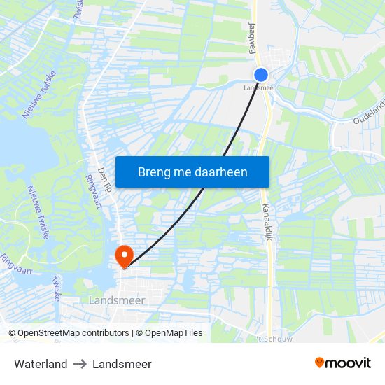 Waterland to Landsmeer map