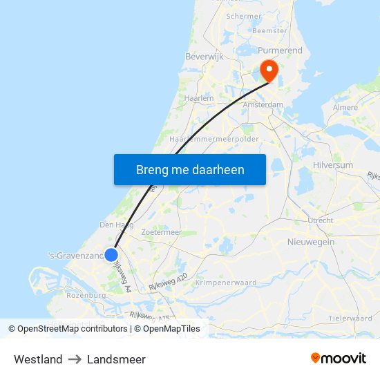 Westland to Landsmeer map