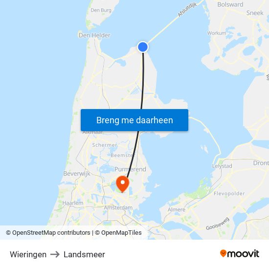 Wieringen to Landsmeer map