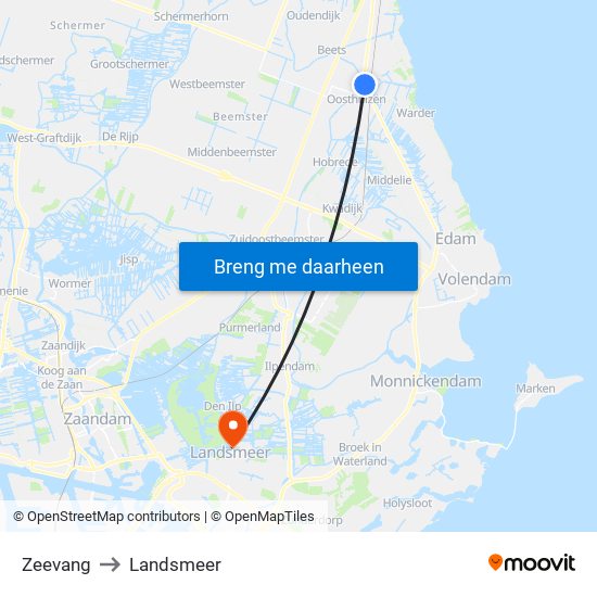 Zeevang to Landsmeer map